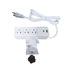 tomacorriente para escritorio / cuenta con bracket ajustable a diferentes grosores / 3 contactos 110vca / 2 contactos para carga usb ( 1 contacto usb a + 1 contacto usb c )
