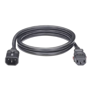cable de alimentación eléctrica con bloqueo de seguridad, de iec c14 a iec c13, 1.8 metros de largo, color negro, 1 pieza