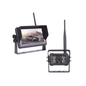 sistema profesional inalámbrico de cámara de reversa infrarroja y monitor touch de 7" para vehículos de trabajo y montacargas