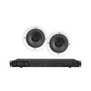 amplificador de audio con 2 bocinas sp6 | 2 x 60w | baja impedancia 4 8Ω | reproductor bluetooth, usb, sd | efectos integrados delay, echo, repeat