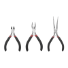 juego de 3 mini pinzas de corte de 5". incluye: pinza de punta redonda, diagonal y punta de aguja.
