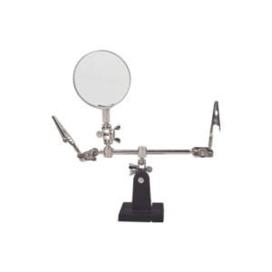 soporte con lupa y dos brazos con clip. ideal para trabajos de soldadura.