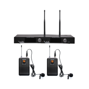 kit de microfonía inalámbrico | 2 micrófonos de lavalier | receptor uhf | pantalla lcd | 200 canales | gran cobertura