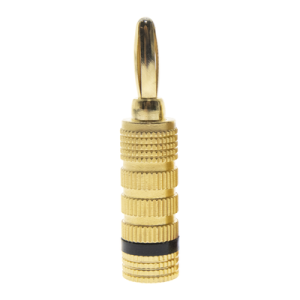 conector banana tipo tornillo para bocinas | instalaciones profesionales de audio | chapado en oro | color negro (1 pieza)