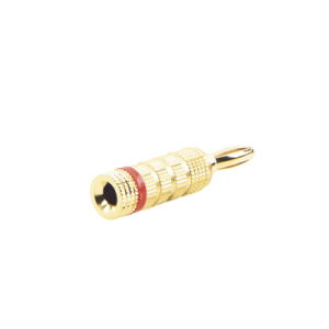 conector banana tipo tornillo para bocinas | instalaciones profesionales de audio | chapado en oro | color rojo (1 pieza)