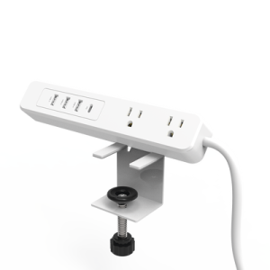 multicontacto con montaje para escritorio / carga rápida para 65 w / 2 x nema 5 15p / 3 x usb a (5v @3a) / 1 x usb c (65w)