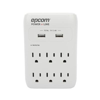 multicontacto de pared 110 vca / supresor de picos 1080 joules / 6 x nema 5 15p / 2 x usb (5v @3.4a) multicontacto de pared 110 vca / supresor de picos 1080 joules / 6 x nema 5 15p / 2 x usb (5v @3.4a)