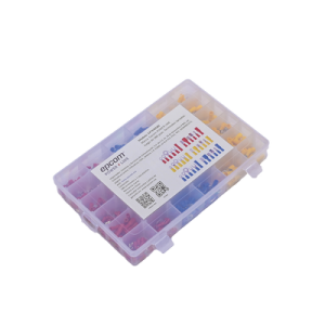 juego de 580 pzas. terminales variadas con forro y caja de almacenamiento.