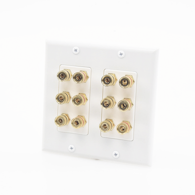 placa de pared | postes de unión tipo banana | conexión para 6 altavoces | fácil instalación | conectores chapados en oro placa de pared | postes de unión tipo banana | conexión para 6 altavoces | fácil instalación | conectores chapados en oro