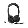 jabra evolve2 55, auricular stereo versión ms, dongle usb a con cancelación de ruido (25599 999 999)
