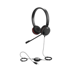 jabra evolve 30 duo con conexión usb / 3.5mm, micrófono con cancelación de ruido y controlador en el cable con botones e indicadores led (5399 829 309)