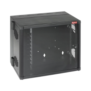 gabinete accessplus de montaje en pared de 19in, rieles numerados y roscados #10 32, puerta con ventana de seguridad, 700 mm de ancho, 637 mm de profundidad, 26 ur, color negro