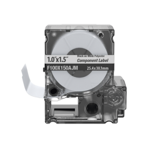 casete de 150 etiquetas bandera, poliéster de 25.4 mm x 38.1 mm, para cables de 3.1 mm 5.1 mm de diámetro, Área de impresión color blanco