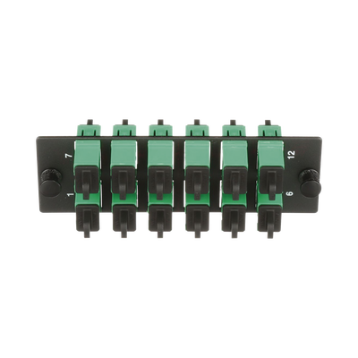 placa acopladora de fibra optica fap, con 12 conectores sc/apc (12 fibras), para fibra monomodo os1/os2, color verde placa acopladora de fibra optica fap, con 12 conectores sc/apc (12 fibras), para fibra monomodo os1/os2, color verde