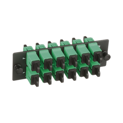 placa acopladora de fibra optica fap, con 12 conectores sc/apc (12 fibras), para fibra monomodo os1/os2, color verde placa acopladora de fibra optica fap, con 12 conectores sc/apc (12 fibras), para fibra monomodo os1/os2, color verde