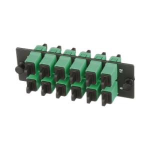 placa acopladora de fibra optica fap, con 12 conectores sc/apc (12 fibras), para fibra monomodo os1/os2, color verde
