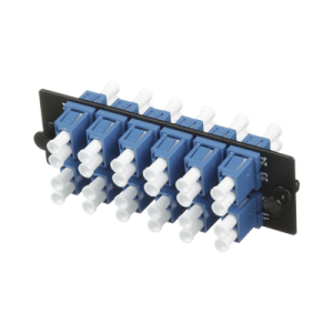 placa acopladora de fibra optica fap, con 12 conectores lc duplex (24 fibras), para fibra monomodo os1/os2, color azul