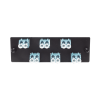 placa acopladora de fibra optica fap, con 6 conectores lc duplex (12 fibras), para fibra multimodo om3/om4, color aqua