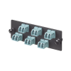 placa acopladora de fibra optica fap, con 6 conectores lc duplex (12 fibras), para fibra multimodo om3/om4, color aqua