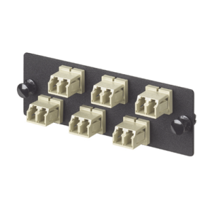 placa acopladora de fibra optica fap, con 6 conectores lc duplex (12 fibras), para fibra multimodo om1, color marfil
