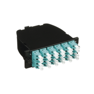 casete opticom® de fibra Óptica multimodo om3, con 2 conectores mpo a 12 lc duplex, polaridad método a, pérdida de inserción estándar