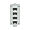 panel de parcheo modular para fibra Óptica, de instalación en riel din estándar de 35mm, 8 puertos mini com, color gris