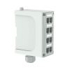 panel de parcheo modular para fibra Óptica, de instalación en riel din estándar de 35mm, 8 puertos mini com, color gris