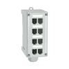 panel de parcheo modular para fibra Óptica, de instalación en riel din estándar de 35mm, 8 puertos mini com, color gris