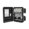 cierre de empalme para 20 fusiones de fibra óptica, exterior, 8 acopladores sc/apc, incluye splitter 1x8, ip65 " version cargada"