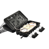 caja de distribución de fibra Óptica para 24 empalmes, con 16 acopladores sc/apc simplex, exterior ip65, color negro