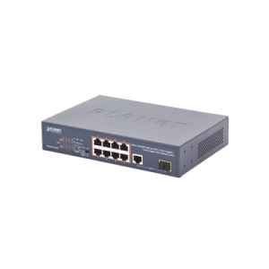 switch no administrable 8 puertos 10/100 poe 802.3af/at 135w, 1 puerto uplink 10/100/1000 y 1 sfp 100/1000 para escritorio