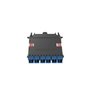 cassette hd flex™ para 12 fibras monomodo os2, de mpo a 6 conectores lc duplex, color azul