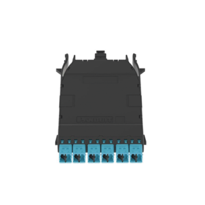 cassette hd flex™ para 12 fibras multimodo om4, de mpo a 6 conectores lc duplex, color aqua
