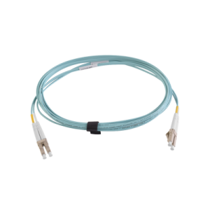 jumper de fibra Óptica multimodo 50/125 xglo om3, lc lc duplex, ofnr, color aqua, 5 metros