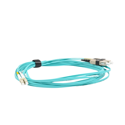 jumper de fibra Óptica multimodo 50/125 xglo om3, lc sc duplex, ofnr, color aqua, 5 metros jumper de fibra Óptica multimodo 50/125 xglo om3, lc sc duplex, ofnr, color aqua, 5 metros