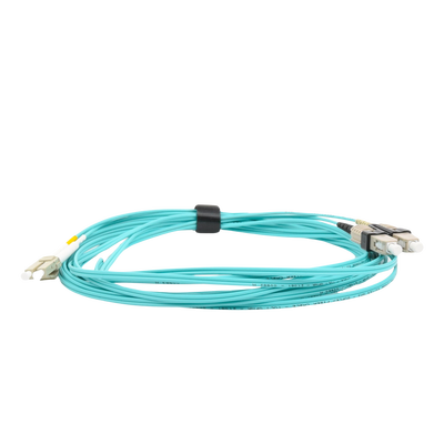 jumper de fibra Óptica multimodo 50/125 xglo om3, lc sc duplex, ofnr, color aqua, 5 metros jumper de fibra Óptica multimodo 50/125 xglo om3, lc sc duplex, ofnr, color aqua, 5 metros