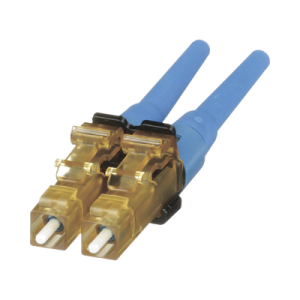 conector de fibra Óptica lc duplex opticam, monomodo 9/125 os2, pre pulido, color azul