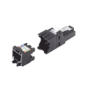plug rj45 utp, instalación recta, terminación en campo certificable, compatible con cat5e, cat6 y cat6a, color negro