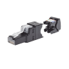 plug rj45 utp, instalación recta, terminación en campo certificable, compatible con cat5e, cat6 y cat6a, color negro