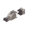 plug rj45 blindado, instalación recta, terminación en campo certificable, compatible con cat5e, cat6 y cat6a, color plata, paquete de 10 piezas
