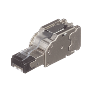 plug rj45 blindado, instalación recta, terminación en campo certificable, compatible con cat5e, cat6 y cat6a, color plata, paquete de 10 piezas