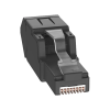 plug rj45 utp, instalación angulada 45 grados, terminación en campo certificable, compatible con cat5e, cat6 y cat6a, color negro