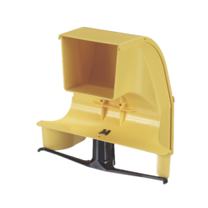 bajada para canaleta fiberrunner™, uso con medidas 4x4, 6x4, 12x4, o 24x12, con reducción a 4x4, color amarillo