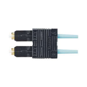 conector de fibra Óptica sc duplex opticam, multimodo 50/125 om3/om4, pre pulido, color aqua