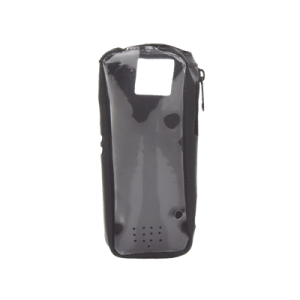 funda reforzada en piel para cinto, con cierre y amplio visor frontal transparente para radios aéreos ic a25.