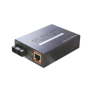 convertidor de medios 100 mbps utp poe/fibra óptica mono modo hasta 15 km, conector sc
