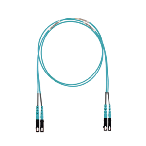 jumper de fibra optica multimodo 50/125 om3, sc sc duplex, lszh (cero halógenos), color aqua, 2 metros