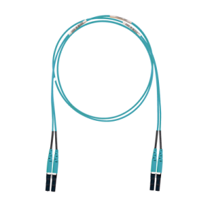 jumper de fibra optica multimodo 50/125 om3, lc lc duplex, lszh (cero halógenos), color aqua, 1 metro