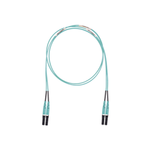 jumper de fibra optica multimodo 50/125 om3, lc lc duplex, lszh (cero halógenos), color aqua, 10 metros