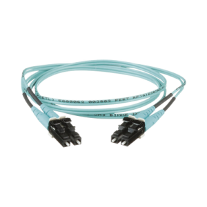 jumper de fibra optica multimodo 50/125 om3, lc lc duplex, ofnr (riser), color aqua, 0.50 metros